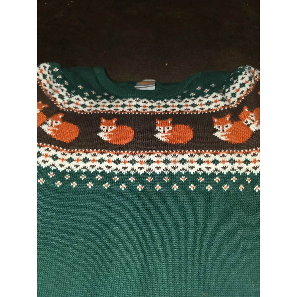 Gymboree friendly fox green sweater dress size 4t fall autumn